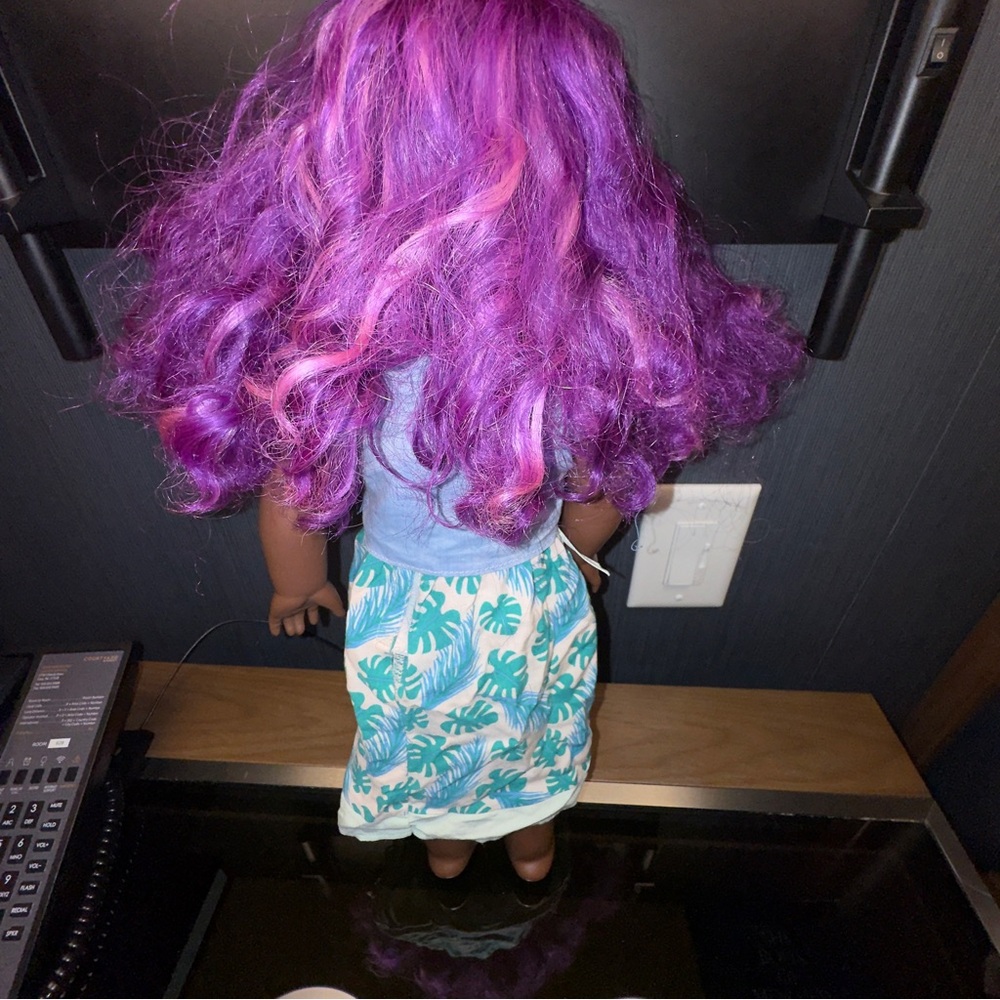 AMERICAN GIRL DOLL  PURPLE HAIR, CARRIER, ACCESORIES. EUC. - Picture 3 of 14